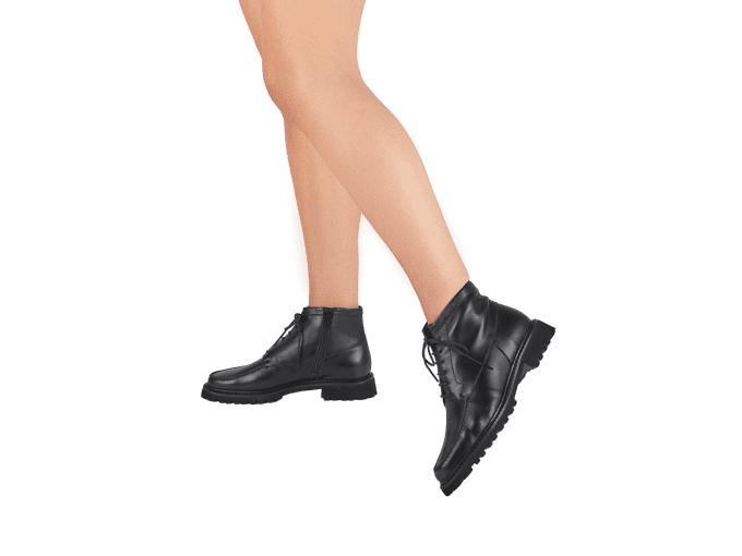 BRUNATE Boots cuir noir à lacets