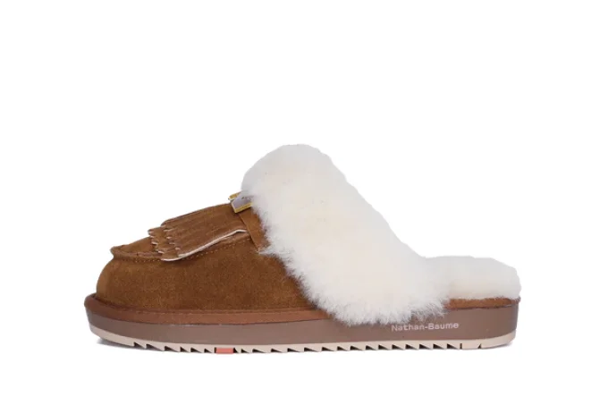 NATHAN BAUME Mules daim camel