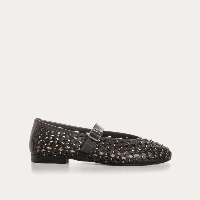 REQINS BALLERINES KAMIA CUIR NOIR