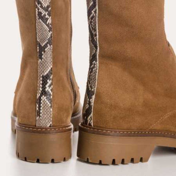 REQINS BOOTS DUSKY CUIR VELOURS NOISETTE