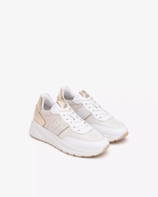 NERO GIARDINI SNEAKERS BLANC/OR