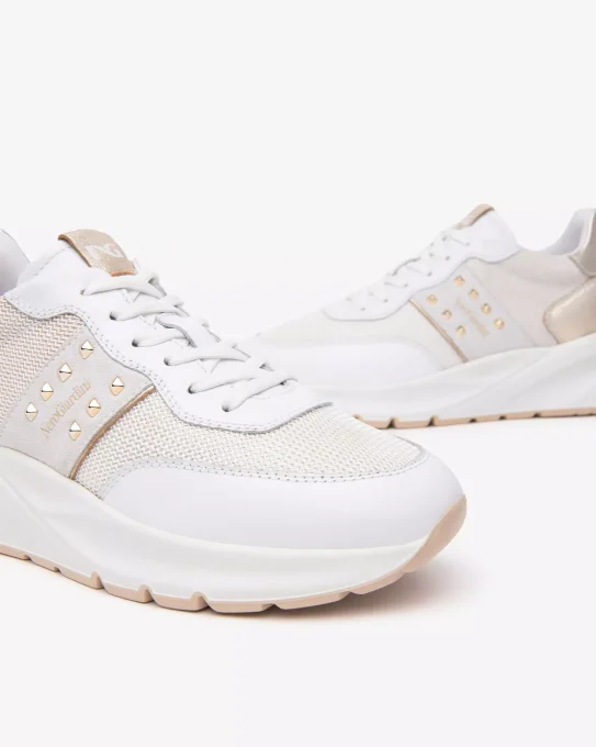 NERO GIARDINI SNEAKERS BLANC/OR