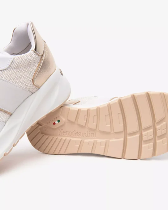 NERO GIARDINI SNEAKERS BLANC/OR