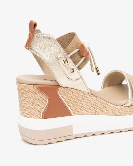 NERO GIARDINI Sandales compensées cuir/toile