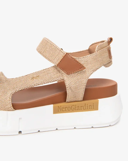NERO GIARDINI Sandales bijoux cuir/toile