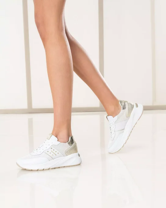 NERO GIARDINI SNEAKERS BLANC/OR