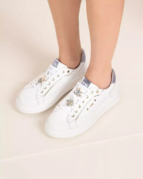 NERO GIARDINI SNEAKERS CUIR BIJOUX