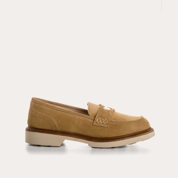 REQINS MOCASSINS JACK CUIR VELOURS CAMEL