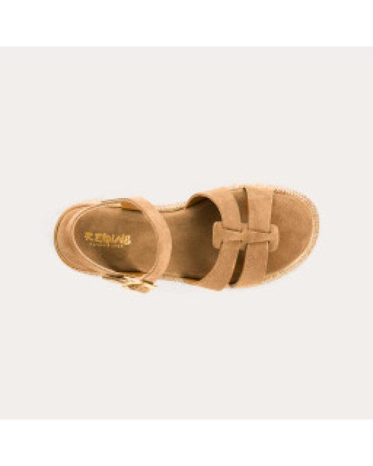 Reqins Sandales YSEULT en cuir velours camel